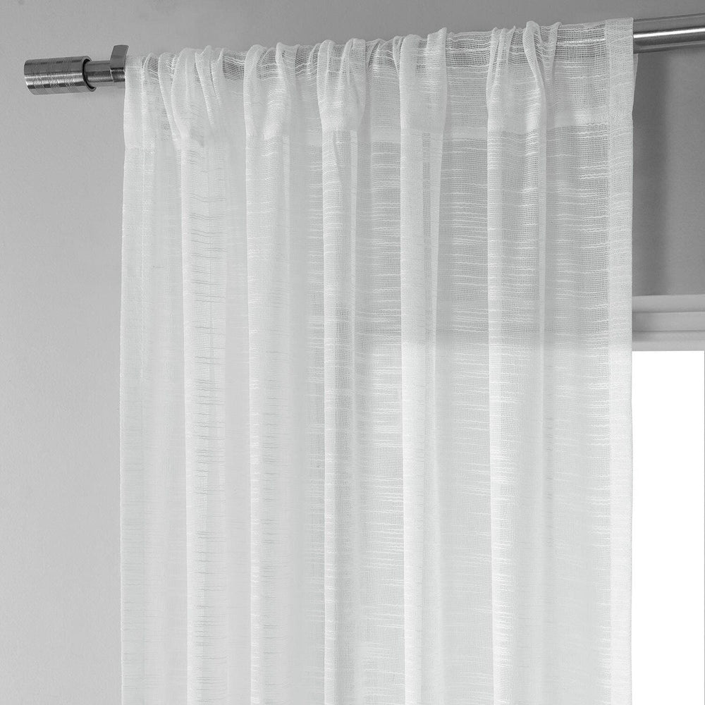White Open Weave Linen Blend Sheer Curtain