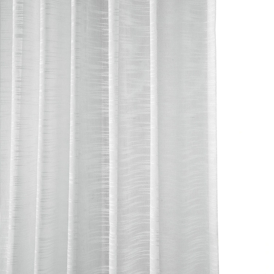White Open Weave Linen Blend Sheer Curtain