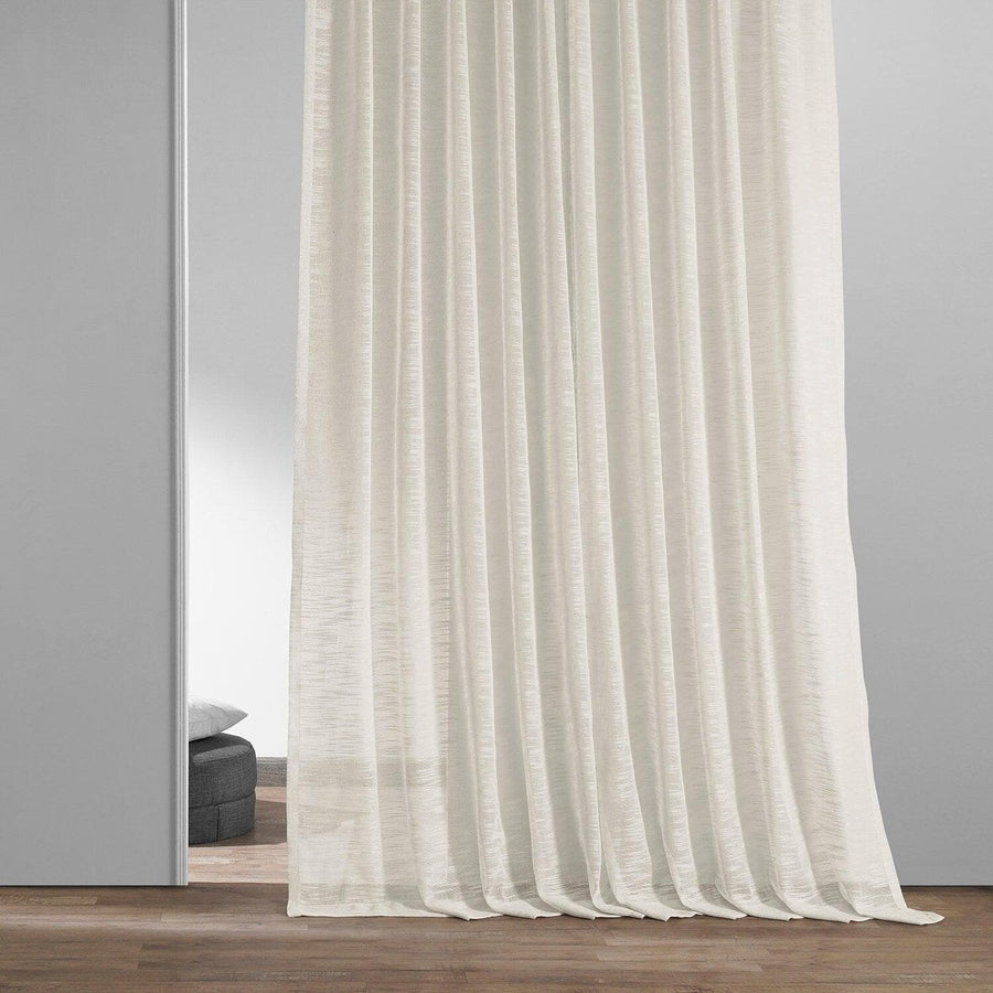 Ivory Open Weave Linen Blend Sheer Curtain