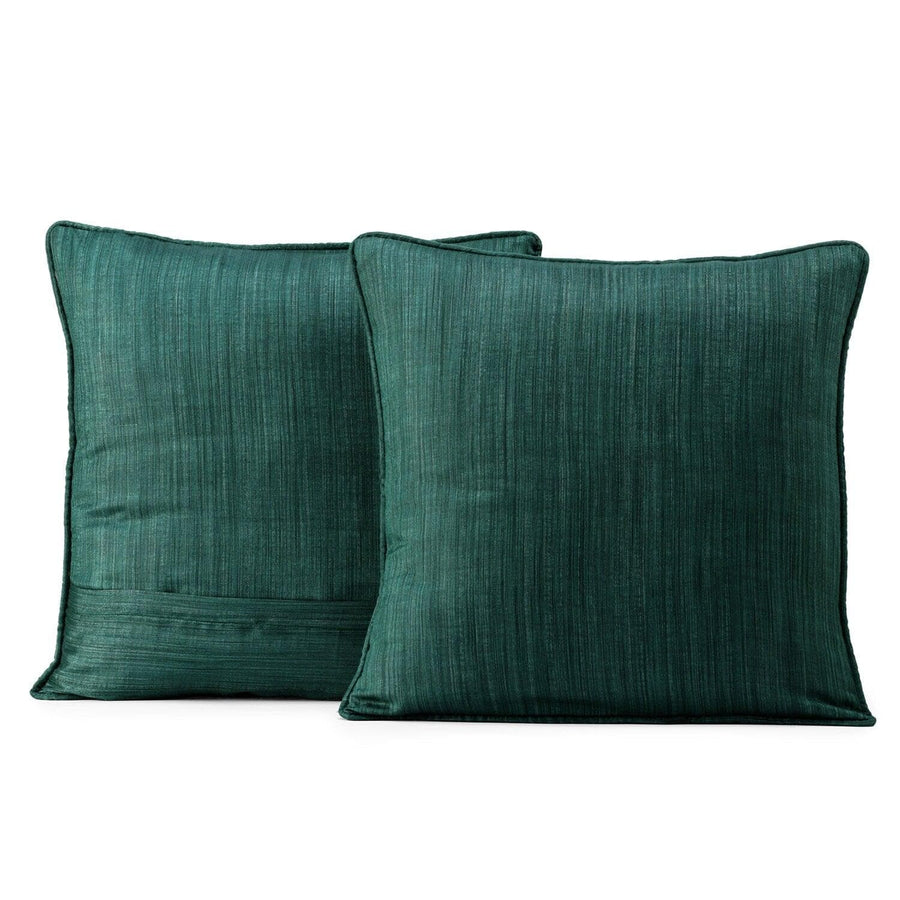 Basil Green Designer Shantung Faux Silk Cushion Covers - Pair (2 pcs.)