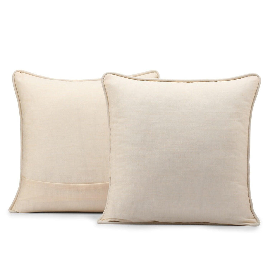 Ivory Designer Shantung Faux Silk Cushion Covers - Pair (2 pcs.)