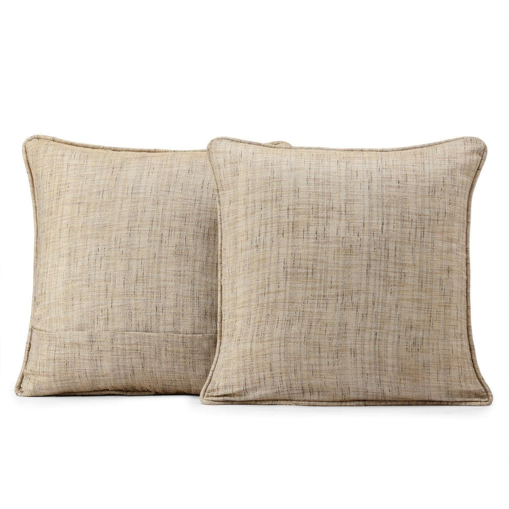 Linen Tan Faux Raw Silk Cushion Covers - Pair (2 pcs.)