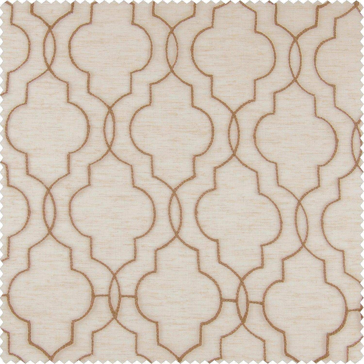 Saida Natural Embroidered Patterned Faux Linen Sheer Custom Curtain - HalfPriceDrapes.com
