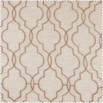 Saida Natural Embroidered Patterned Faux Linen Sheer Custom Curtain - HalfPriceDrapes.com