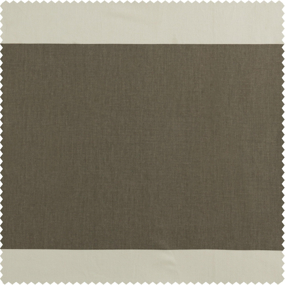 Thunder Tan & Off White Horizontal Striped Printed Cotton Custom Curtain - HalfPriceDrapes.com