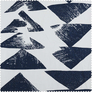 Triad Indigo Printed Cotton Custom Curtain - HalfPriceDrapes.com