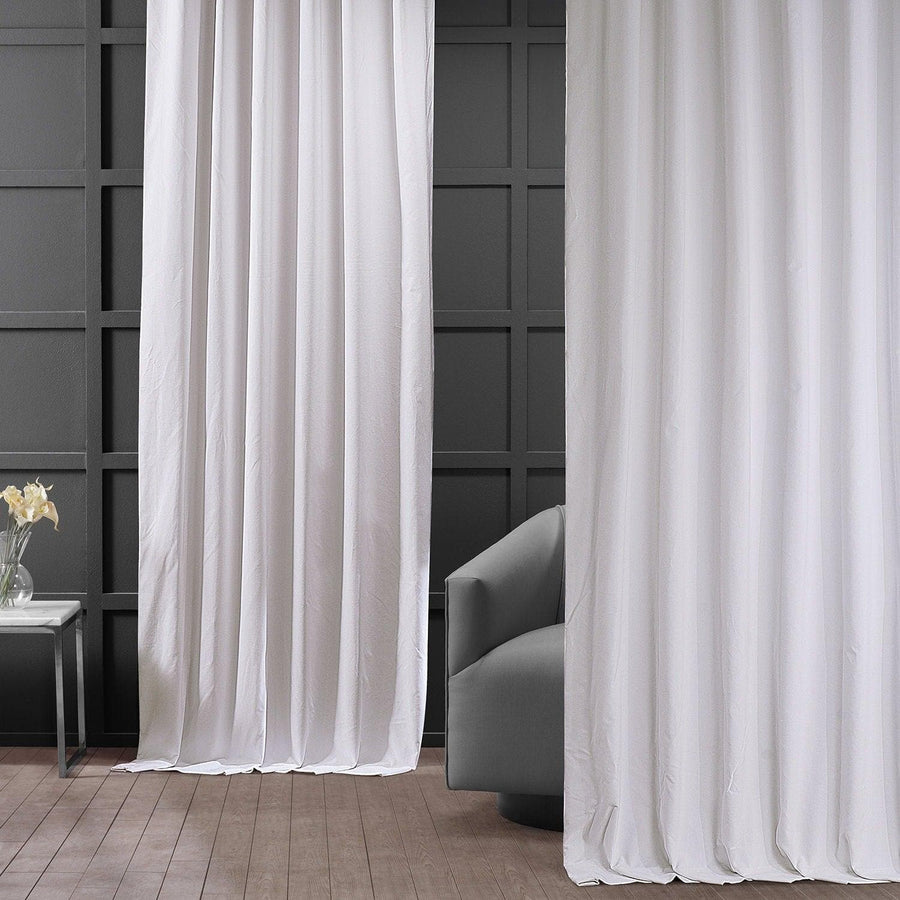 Powder White Vintage Cotton Velvet Curtain