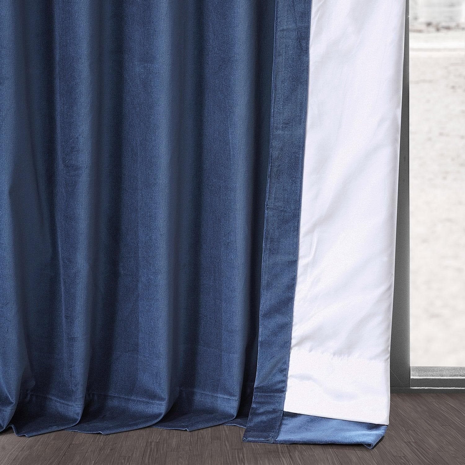 Jewelry Box Blue Vintage Cotton Velvet Curtain