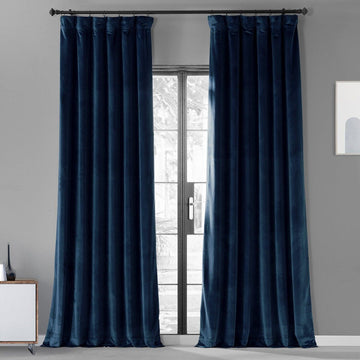 Americana Blue Urban Lush Velvet Room Darkening Curtain