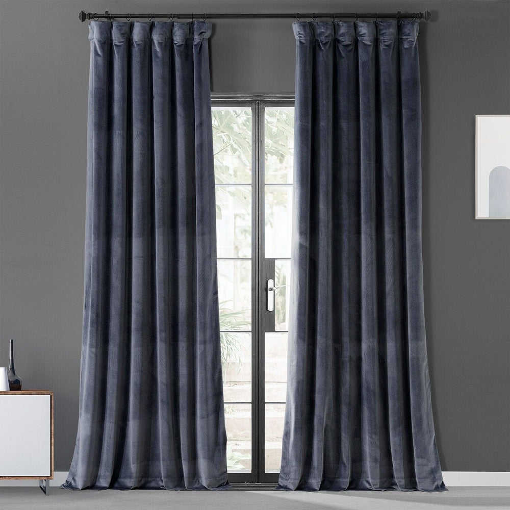Iron Stone Grey Urban Lush Velvet Curtain