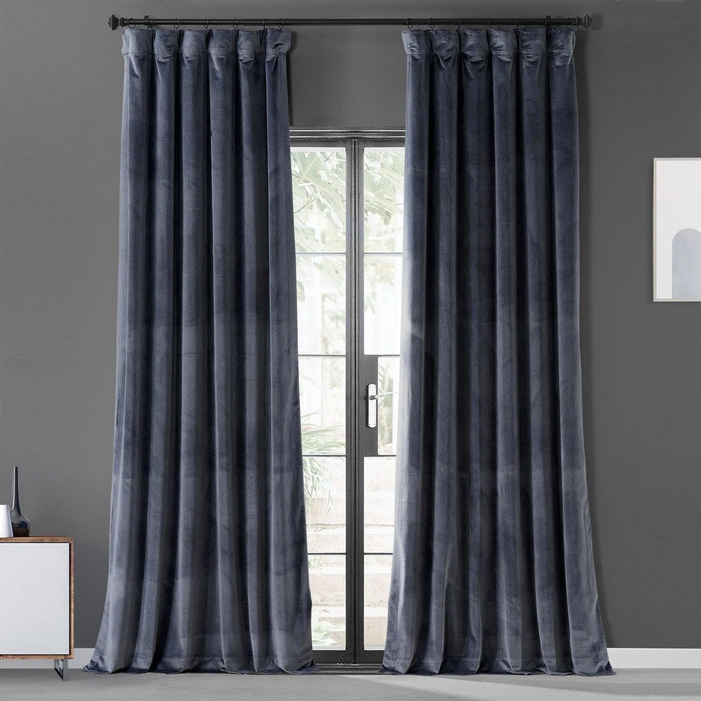 Iron Stone Grey Urban Lush Velvet Curtain