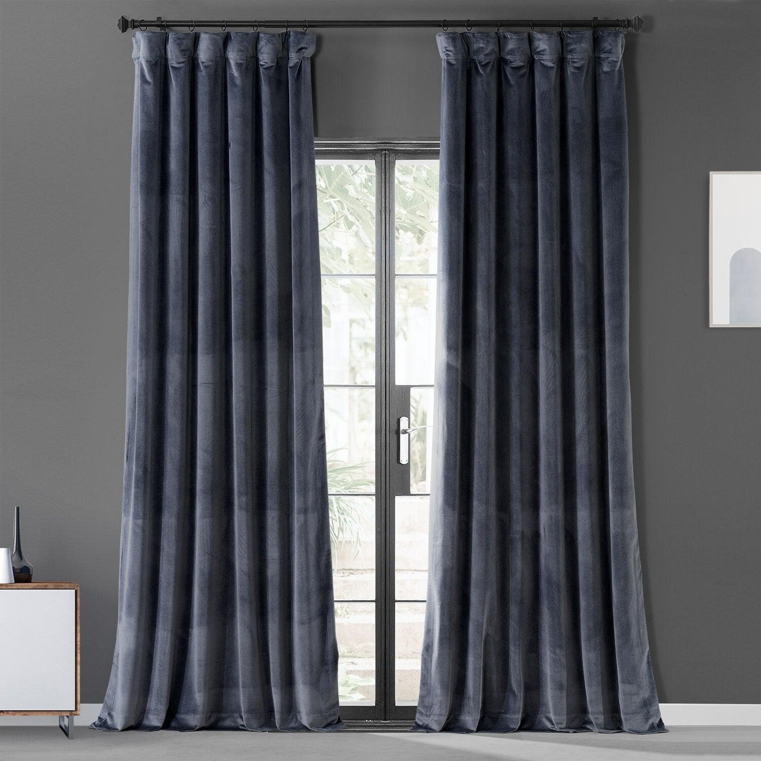 Iron Stone Grey Urban Lush Velvet Curtain