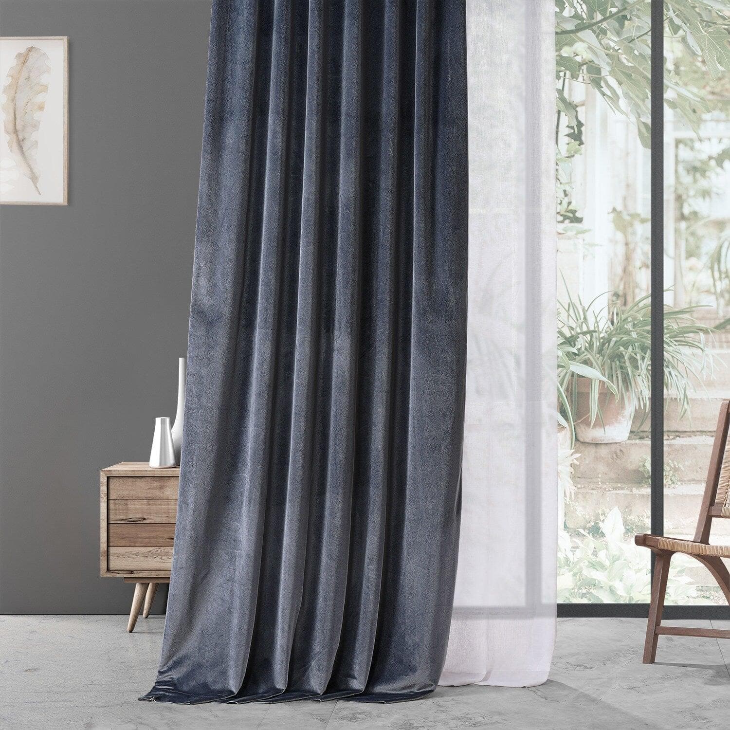 Iron Stone Grey Urban Lush Velvet Curtain