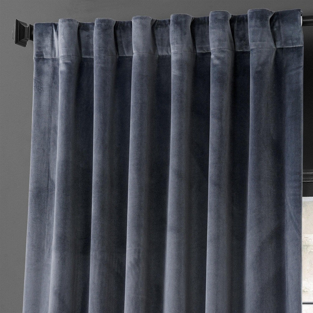 Iron Stone Grey Urban Lush Velvet Curtain