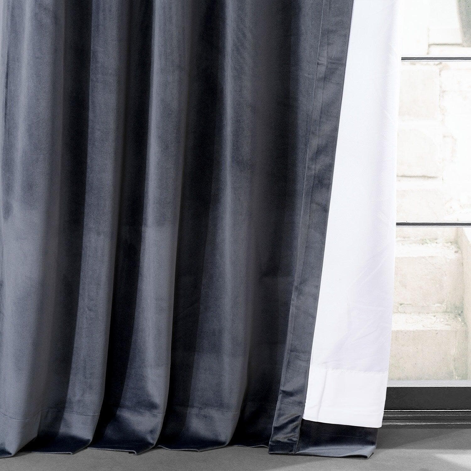 Iron Stone Grey Urban Lush Velvet Curtain