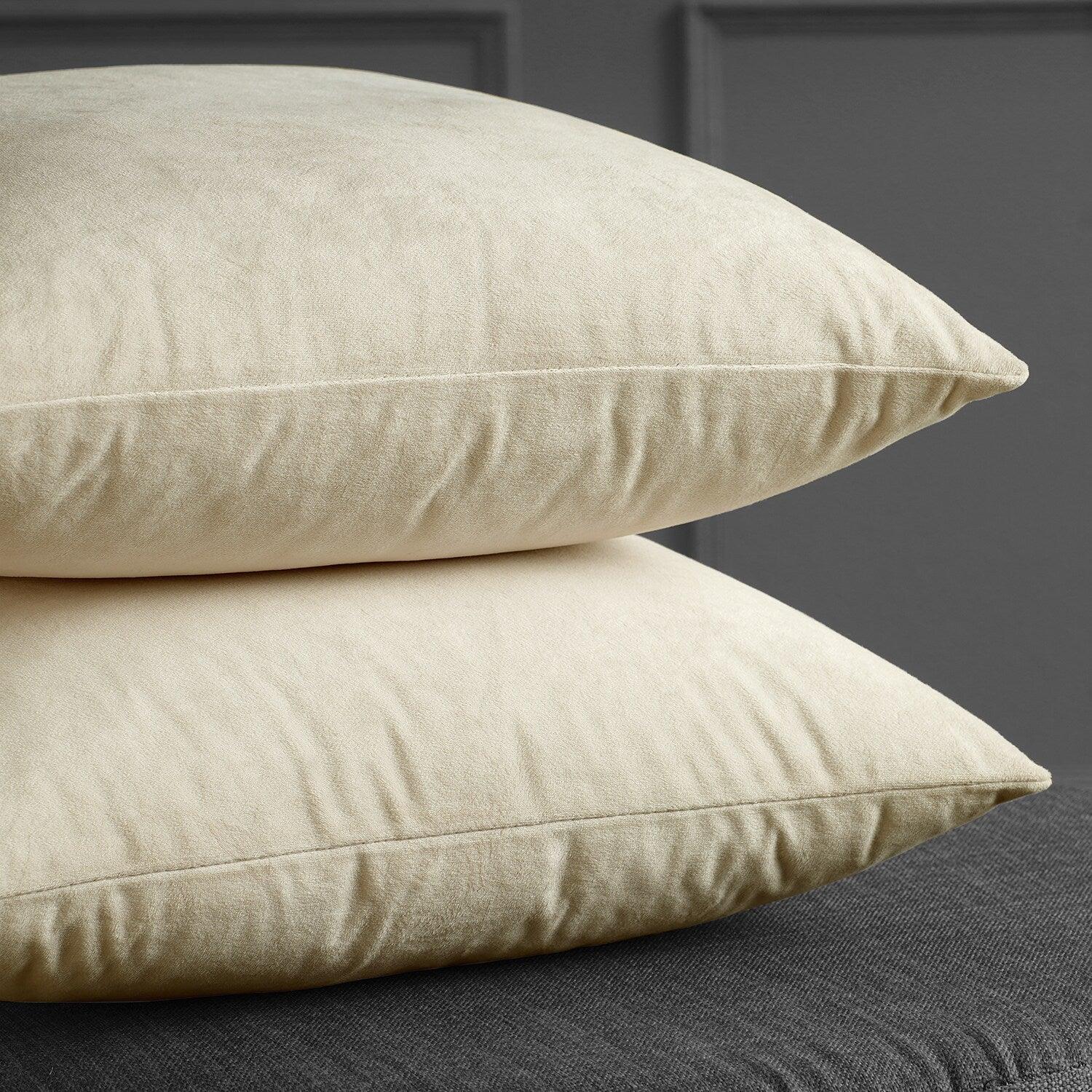 Alabaster Beige Signature Velvet Cushion Covers - Pair - HalfPriceDrapes.com