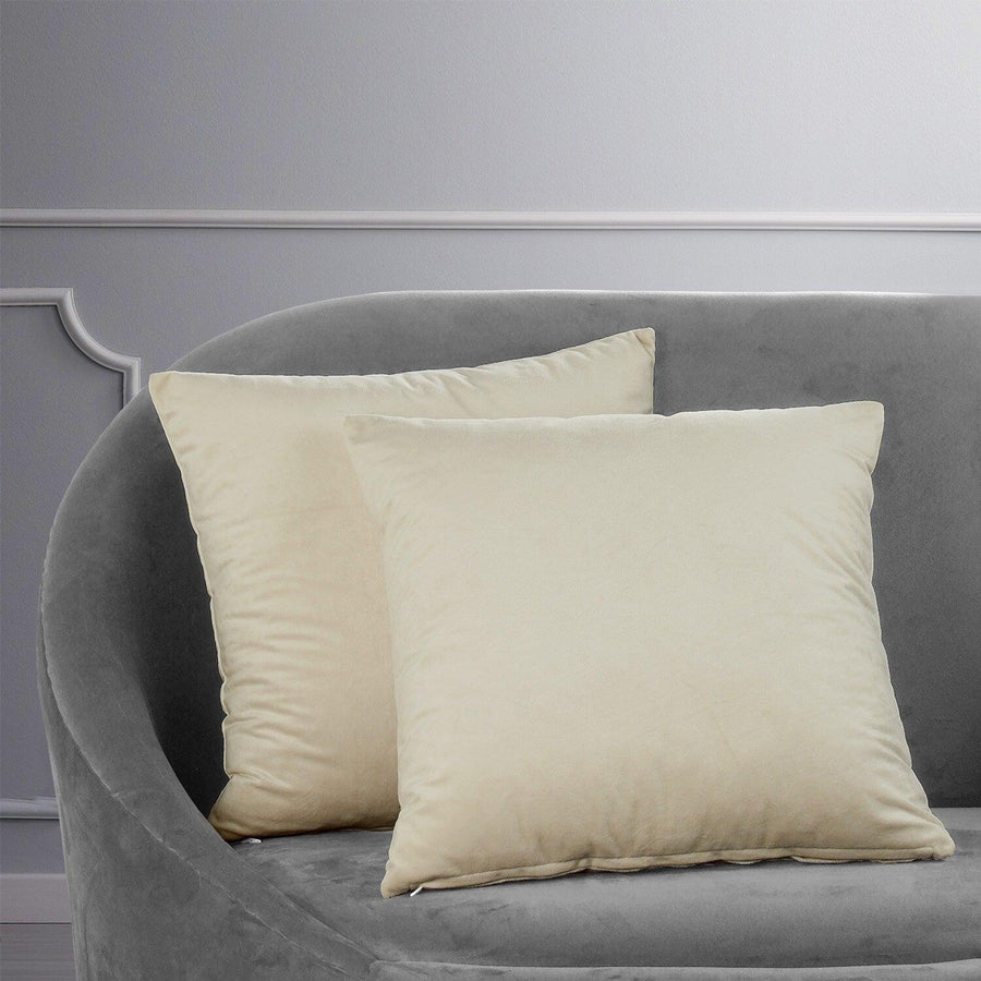 Alabaster Beige Signature Velvet Cushion Covers - Pair - HalfPriceDrapes.com