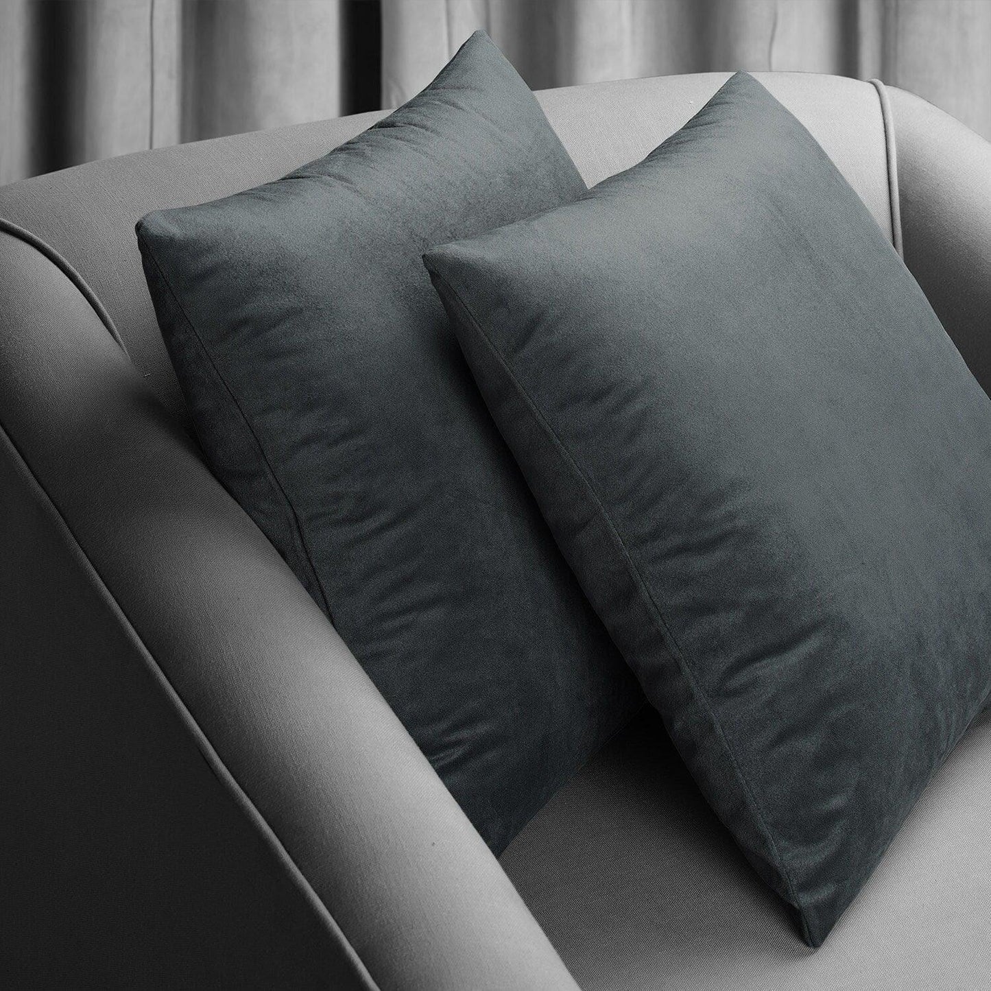 Distance Blue Signature Velvet Cushion Covers - Pair - HalfPriceDrapes.com