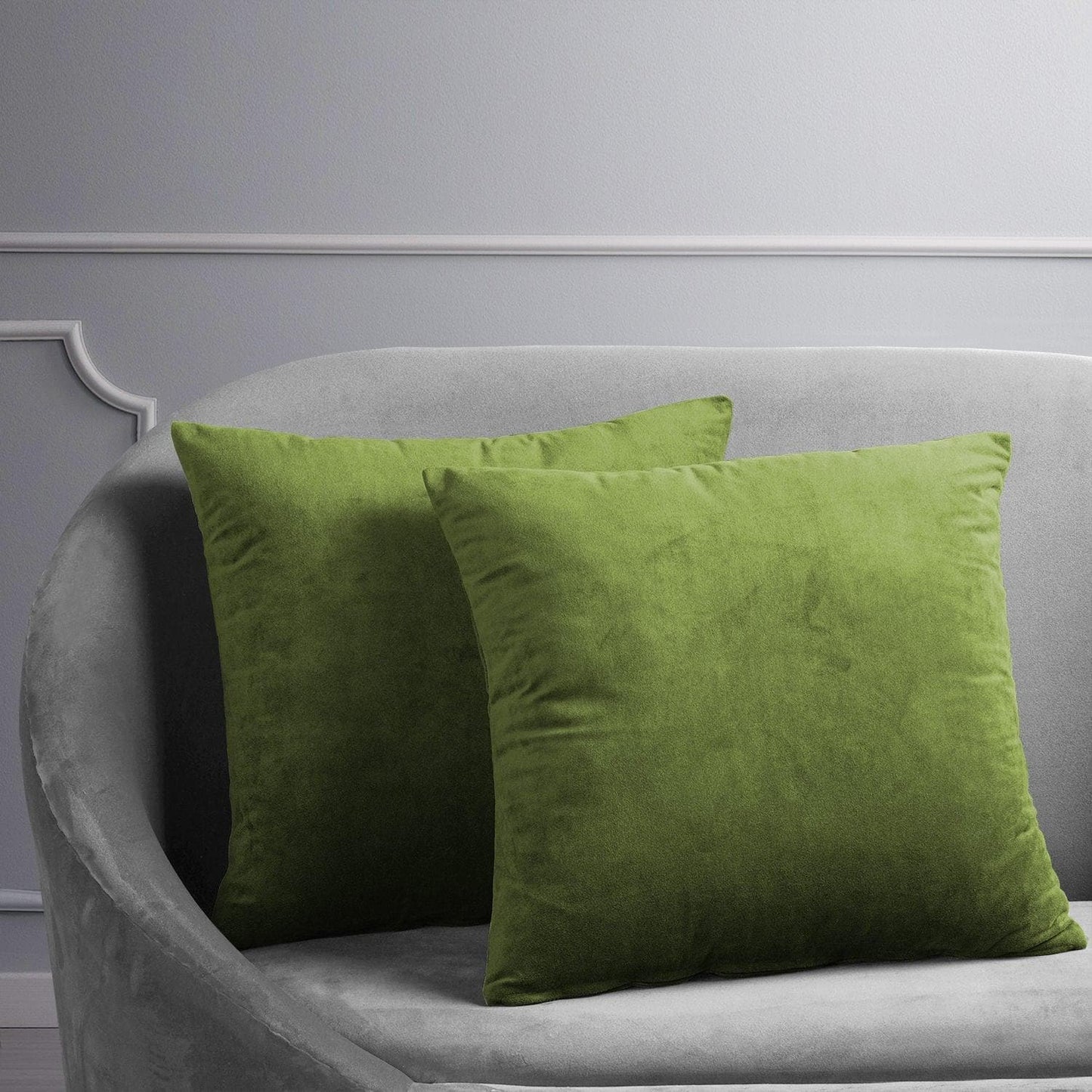 Basque Green Signature Velvet Cushion Covers - Pair - HalfPriceDrapes.com
