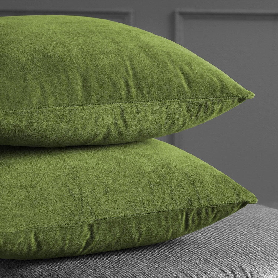 Basque Green Signature Velvet Cushion Covers - Pair - HalfPriceDrapes.com