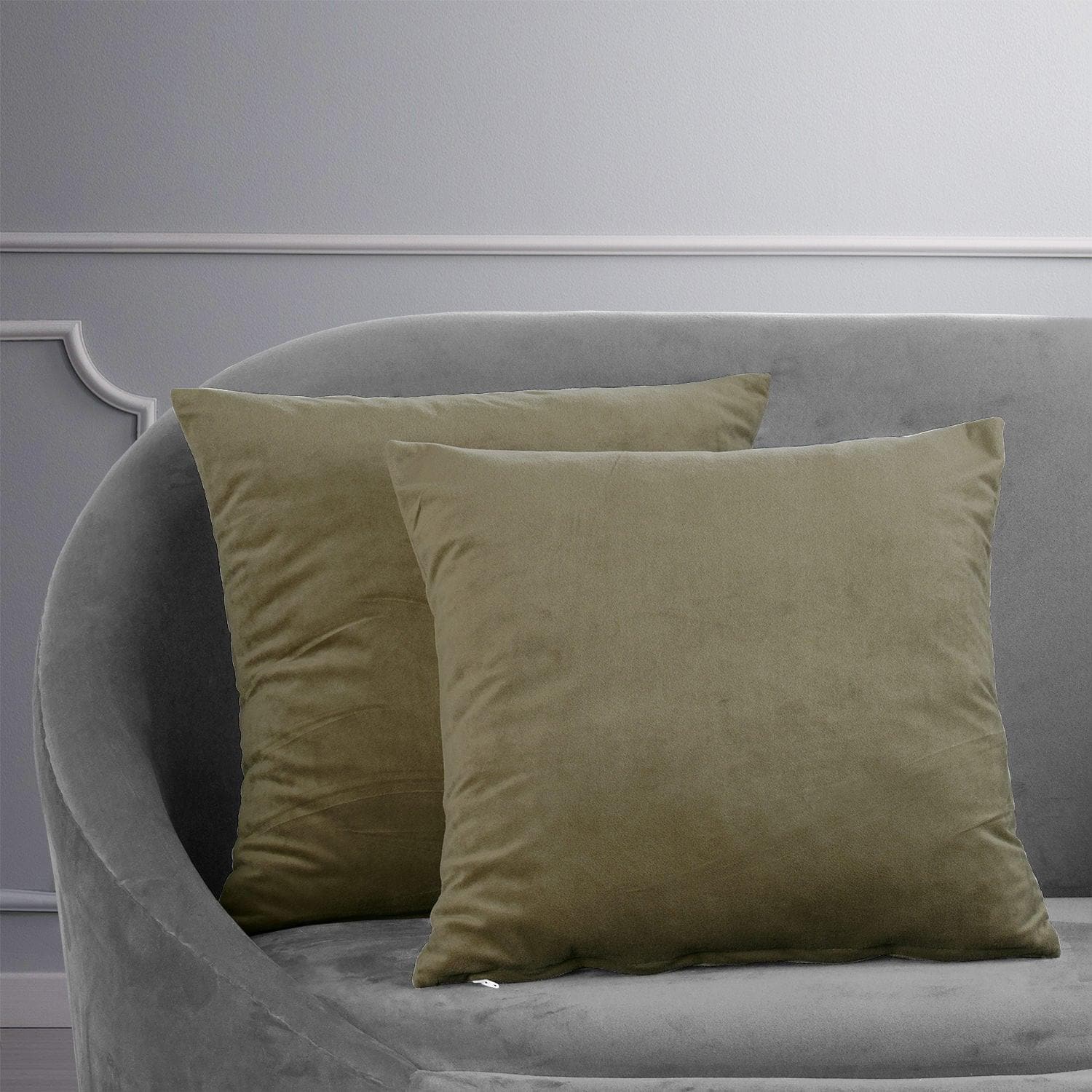Denver Taupe Signature Velvet Cushion Covers - Pair - HalfPriceDrapes.com