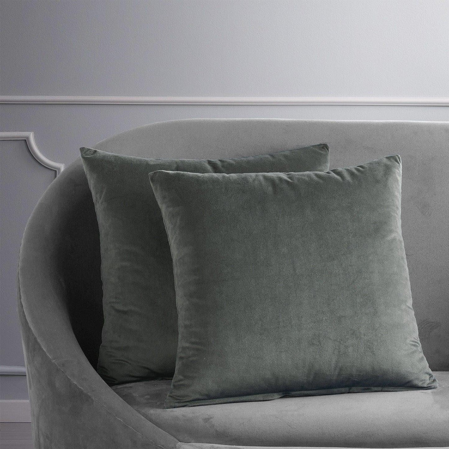 Natural Grey Signature Velvet Cushion Covers - Pair - HalfPriceDrapes.com