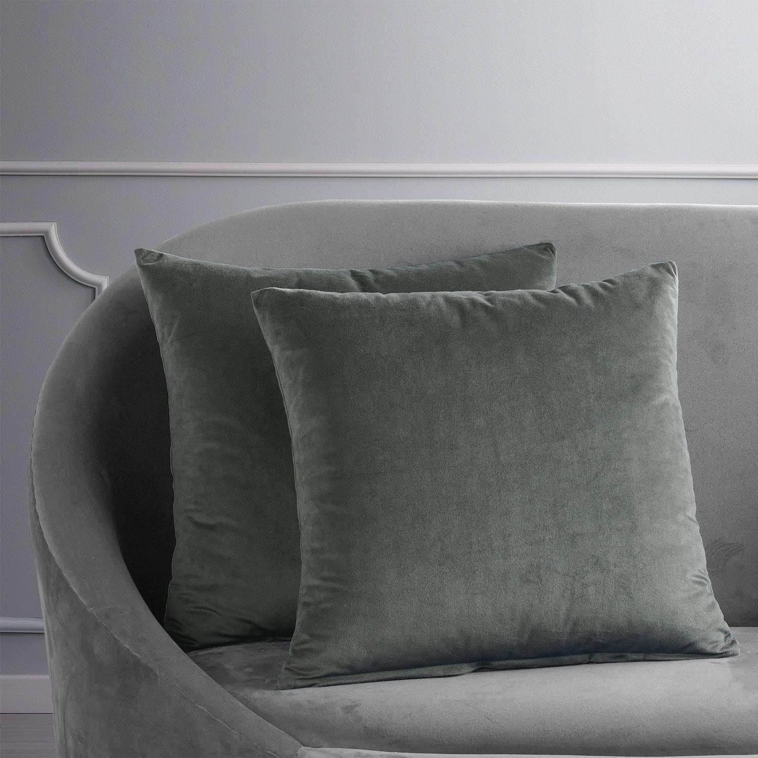 Natural Grey Signature Velvet Cushion Covers - Pair - HalfPriceDrapes.com