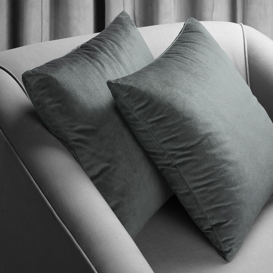 Natural Grey Signature Velvet Cushion Covers - Pair - HalfPriceDrapes.com