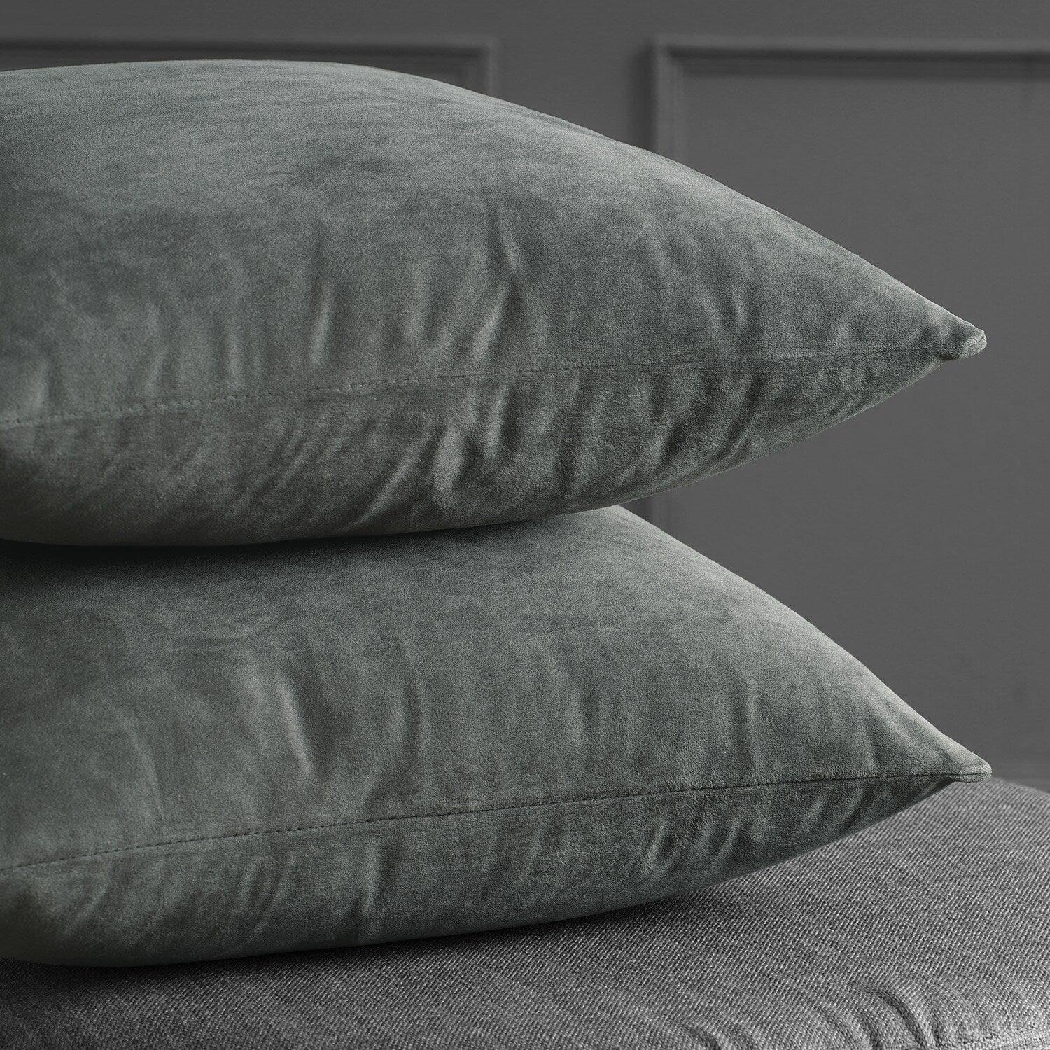 Natural Grey Signature Velvet Cushion Covers - Pair - HalfPriceDrapes.com