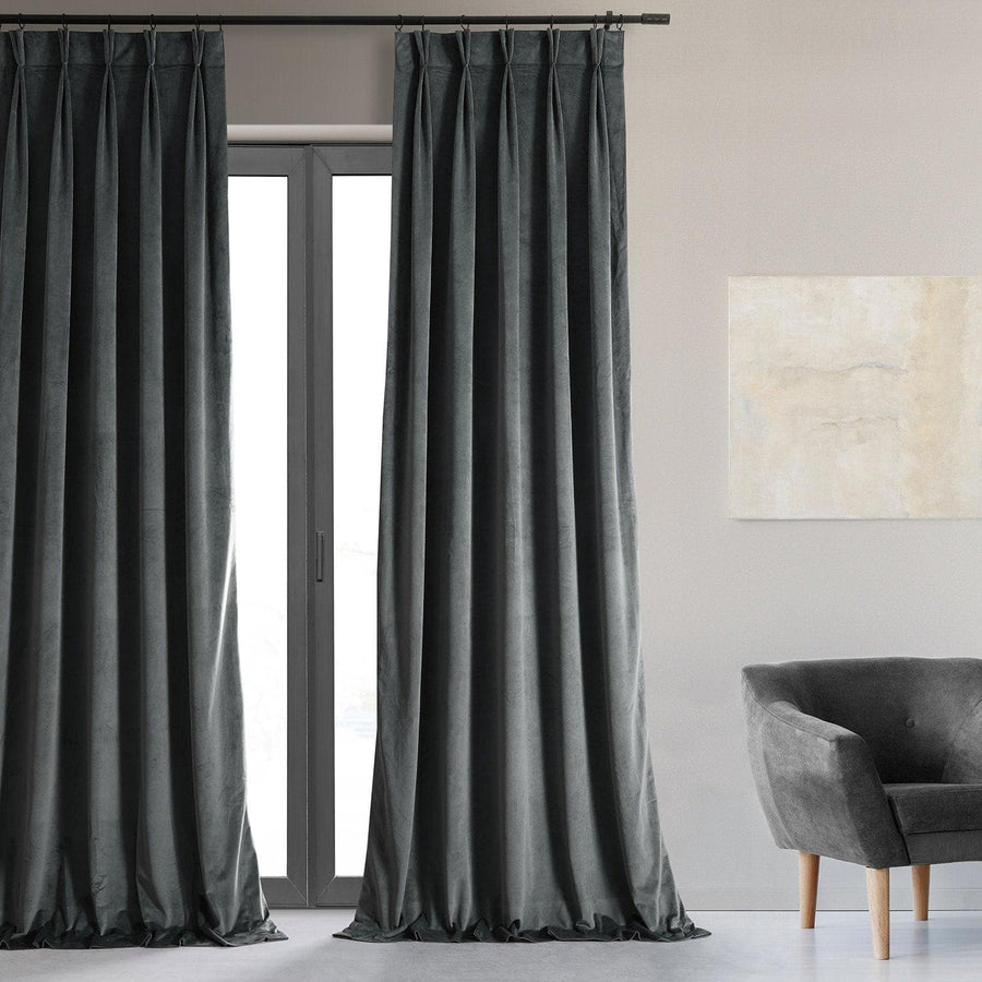 Natural Grey Signature Velvet Custom Curtain
