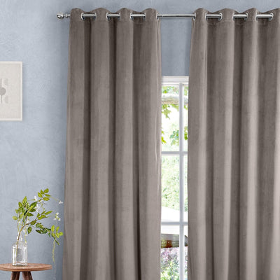 Gallery Taupe Heritage Plush Velvet Custom Curtain