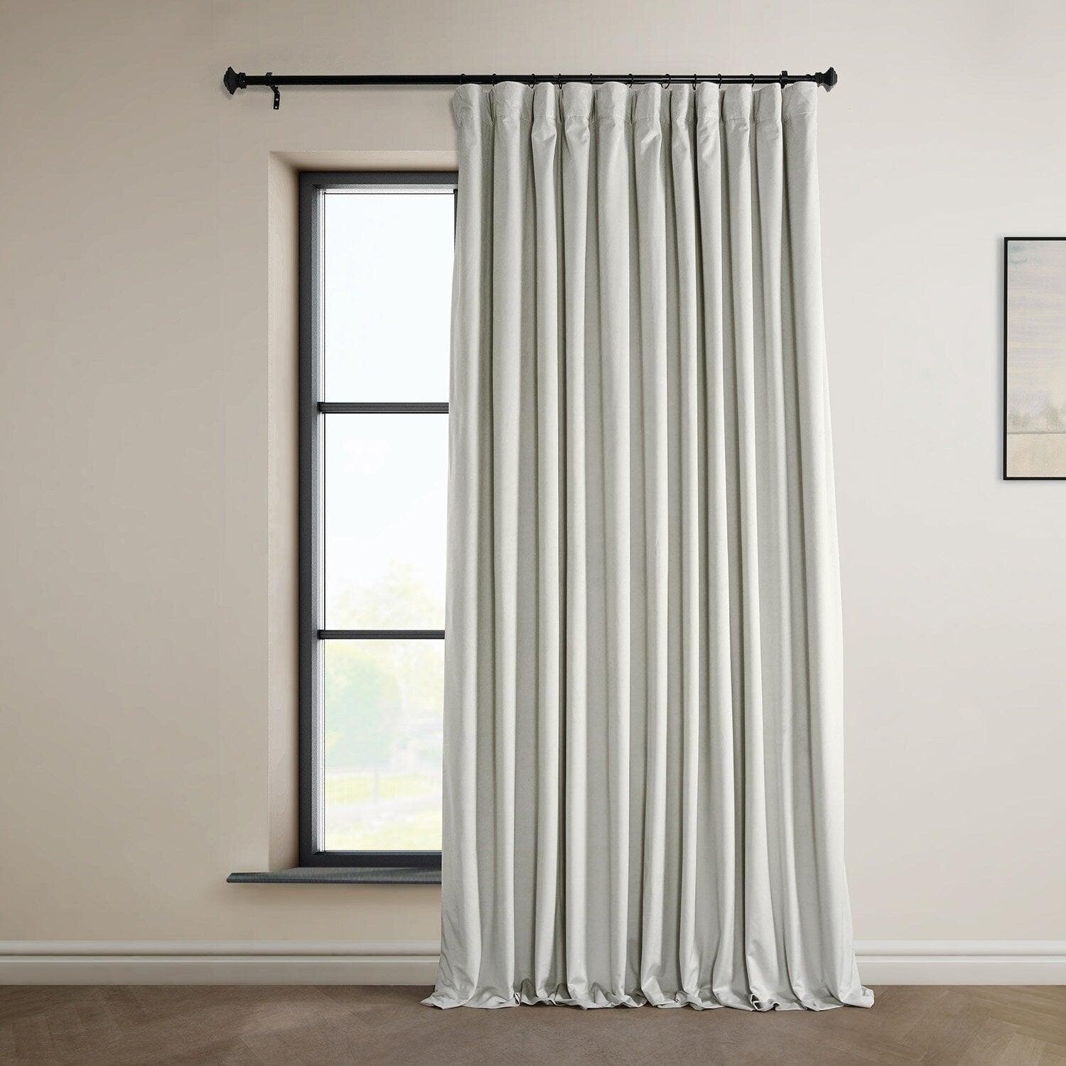 Misty White Extra Wide Signature Plush Velvet Hotel Blackout Curtain