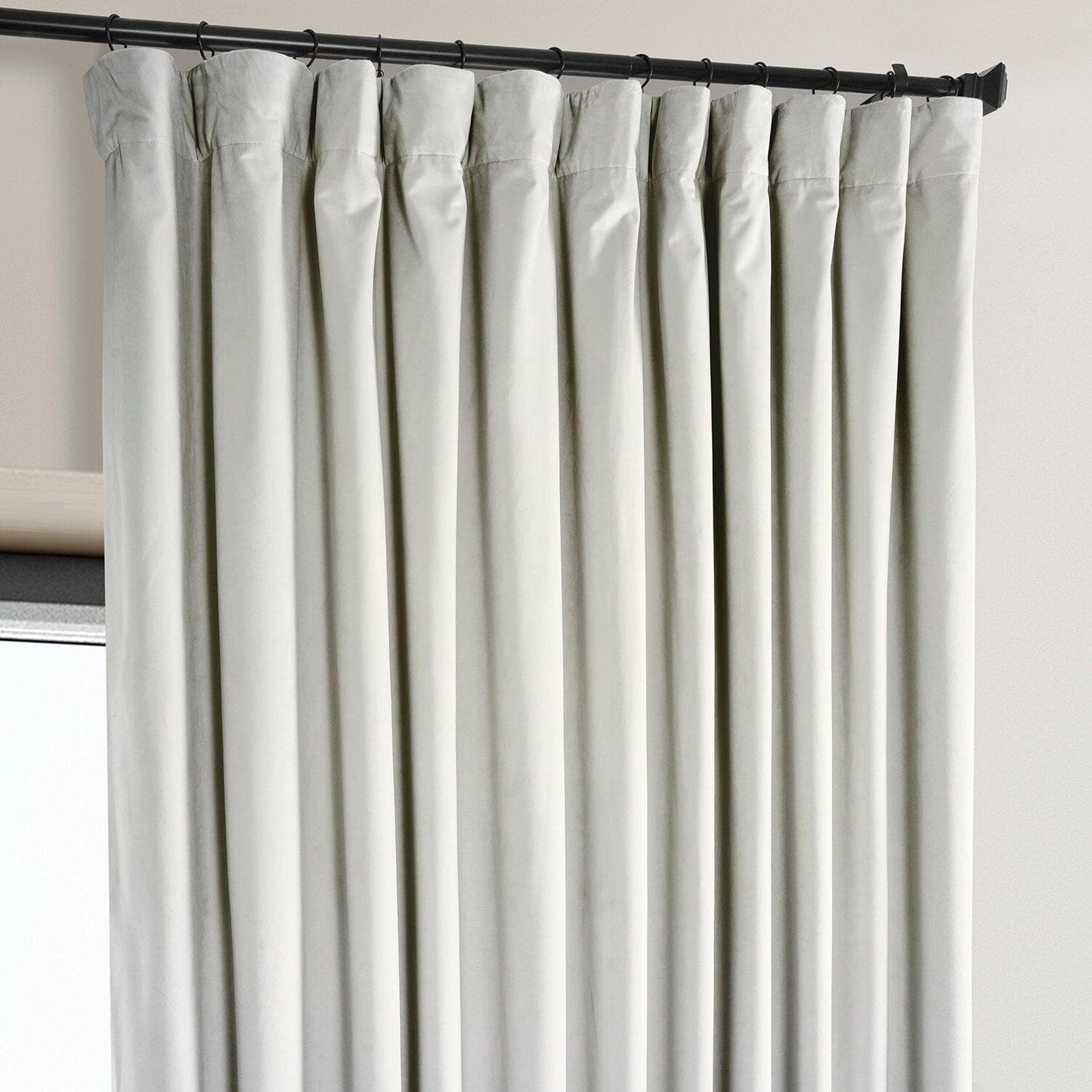 Misty White Extra Wide Signature Plush Velvet Hotel Blackout Curtain