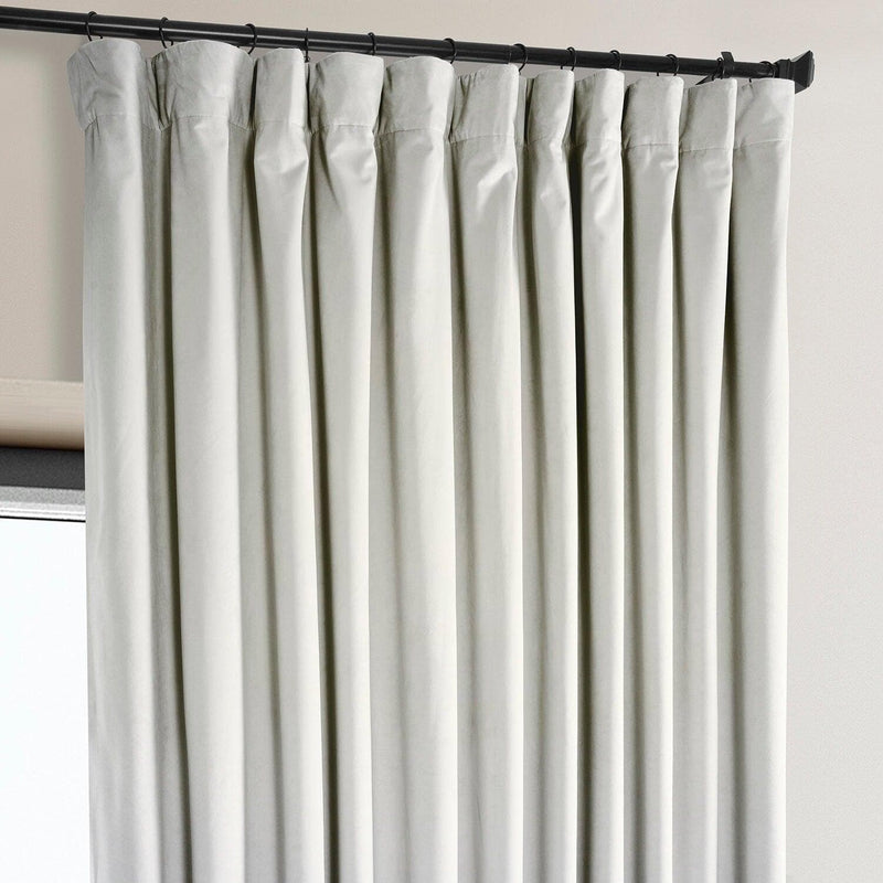 Misty White Extra Wide Signature Plush Velvet Hotel Blackout Curtain