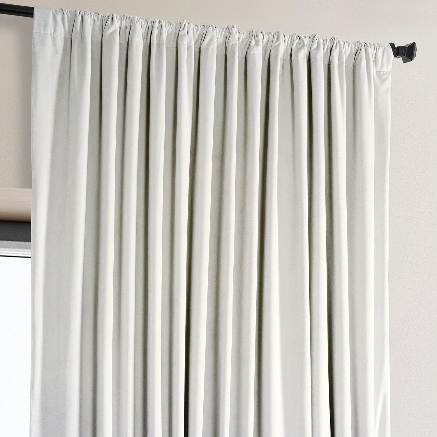 Misty White Extra Wide Signature Plush Velvet Hotel Blackout Curtain