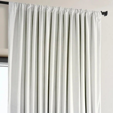 Misty White Extra Wide Signature Plush Velvet Hotel Blackout Curtain