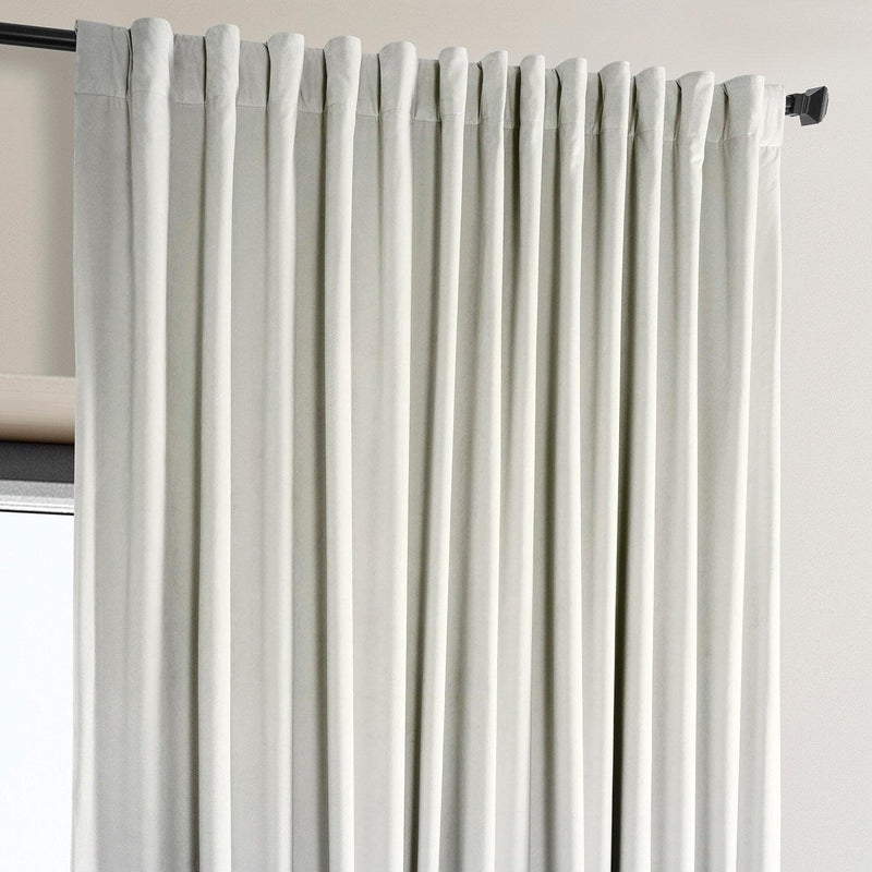 Misty White Extra Wide Signature Plush Velvet Hotel Blackout Curtain