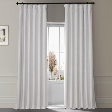 Misty White Signature Plush Velvet Hotel Blackout Curtain