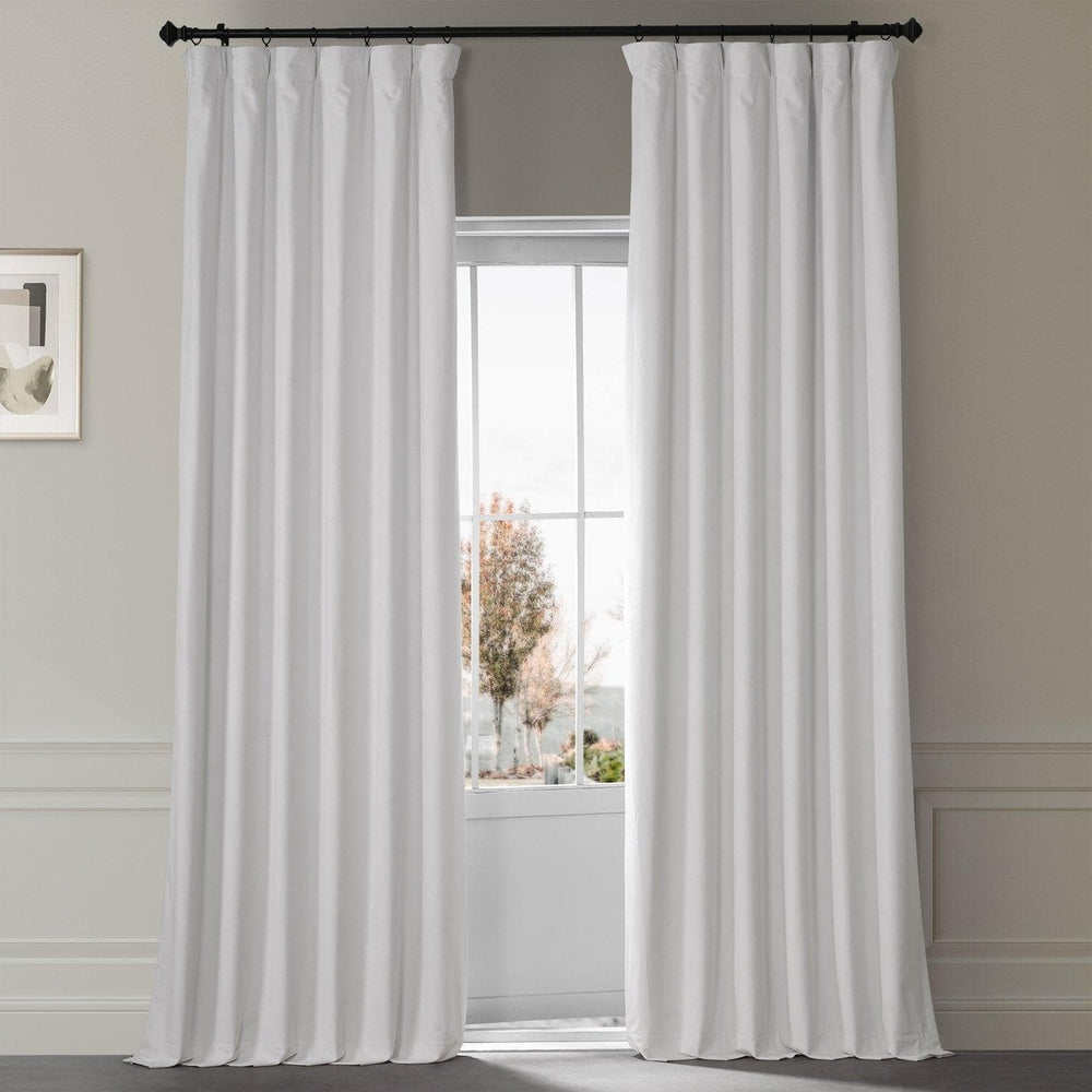 Misty White Signature Plush Velvet Hotel Blackout Curtain