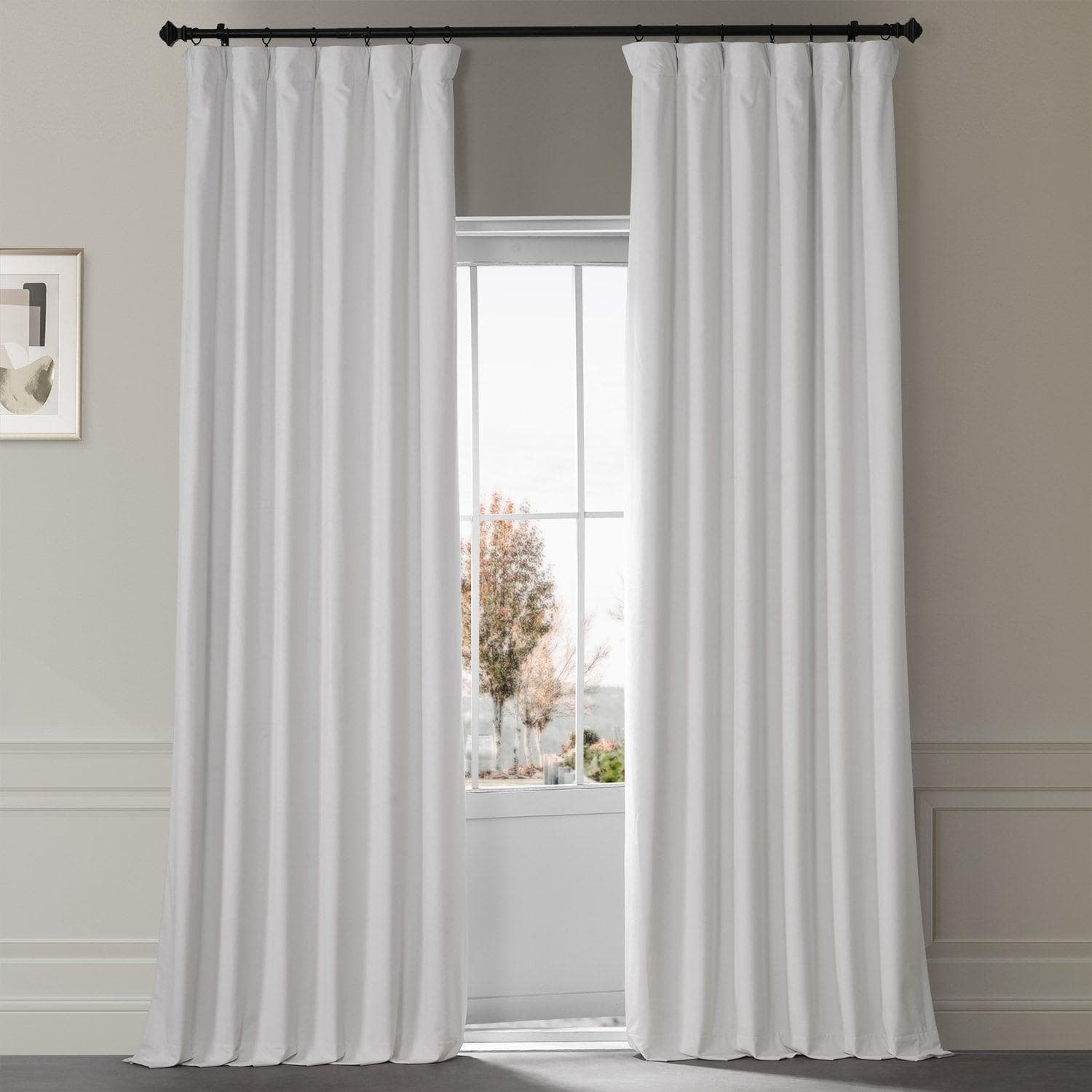 Misty White Signature Plush Velvet Hotel Blackout Curtain