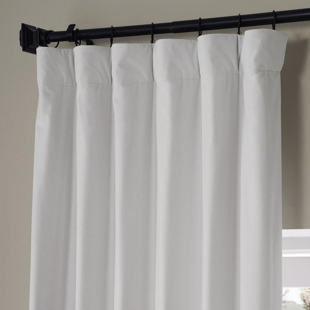 Misty White Signature Plush Velvet Hotel Blackout Curtain