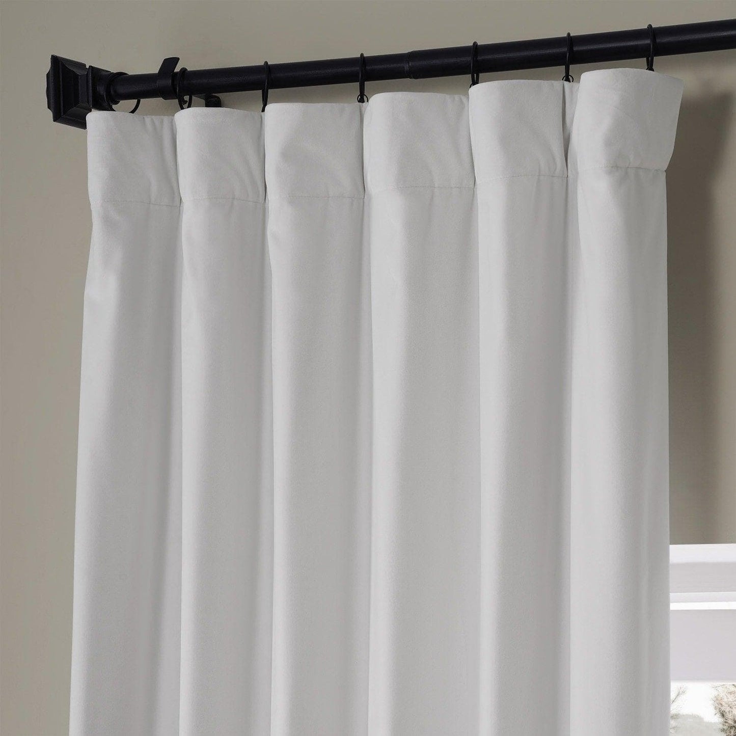 Misty White Signature Plush Velvet Hotel Blackout Curtain