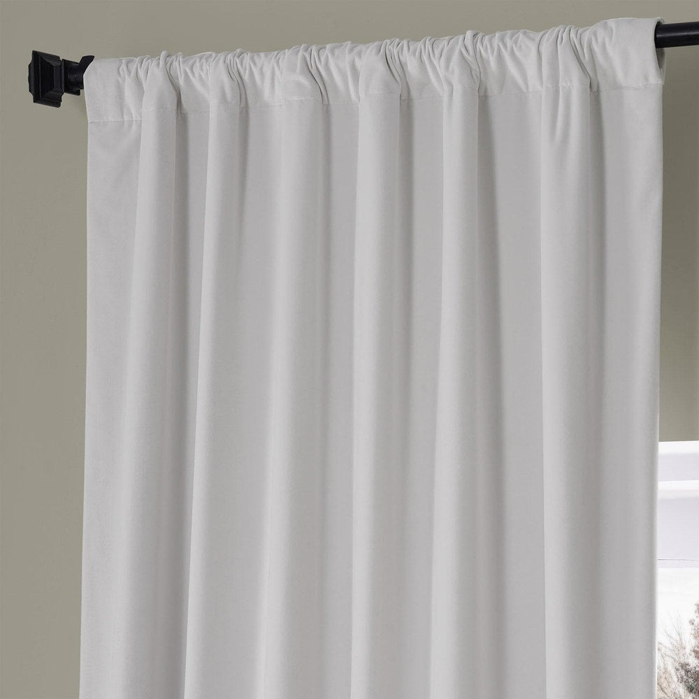 Misty White Signature Plush Velvet Hotel Blackout Curtain