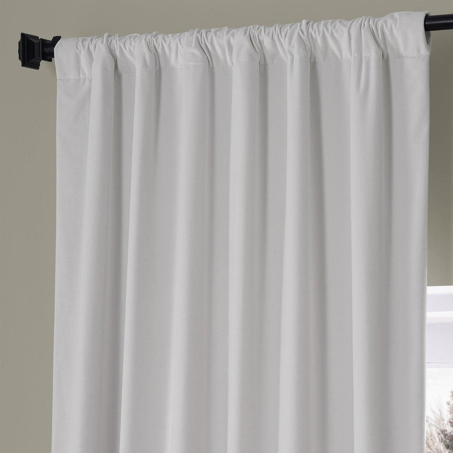 Misty White Signature Plush Velvet Hotel Blackout Curtain