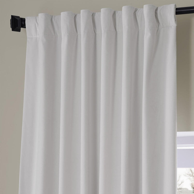 Misty White Signature Plush Velvet Hotel Blackout Curtain