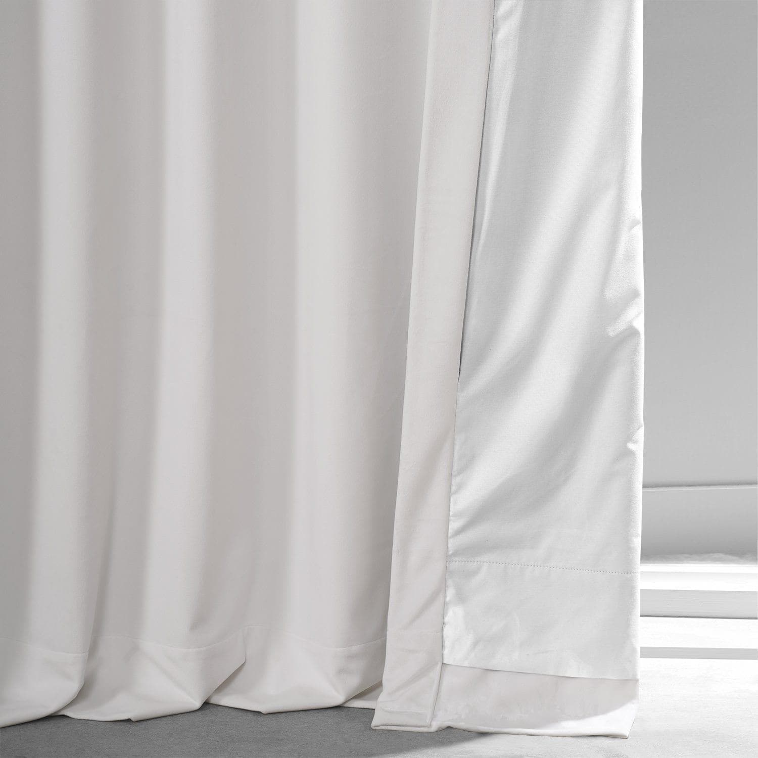 Misty White Signature Plush Velvet Hotel Blackout Curtain