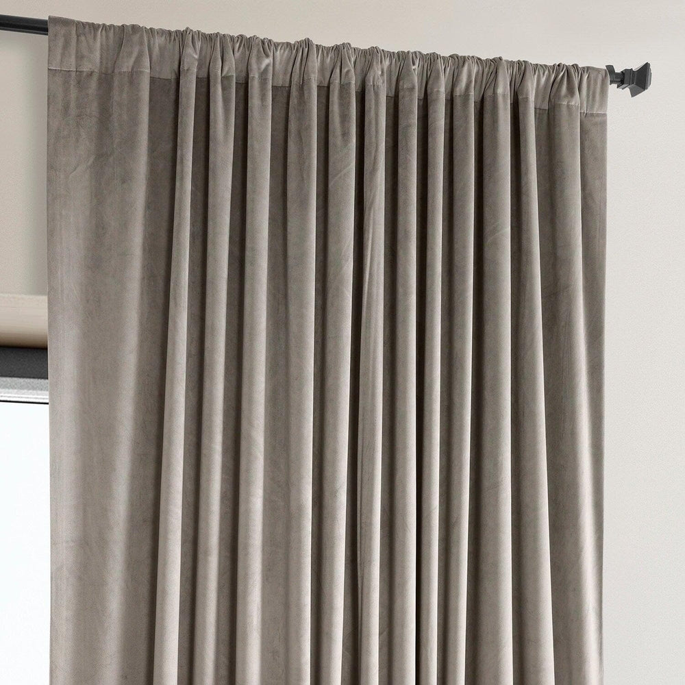 Library Taupe Extra Wide Signature Plush Velvet Hotel Blackout Curtain
