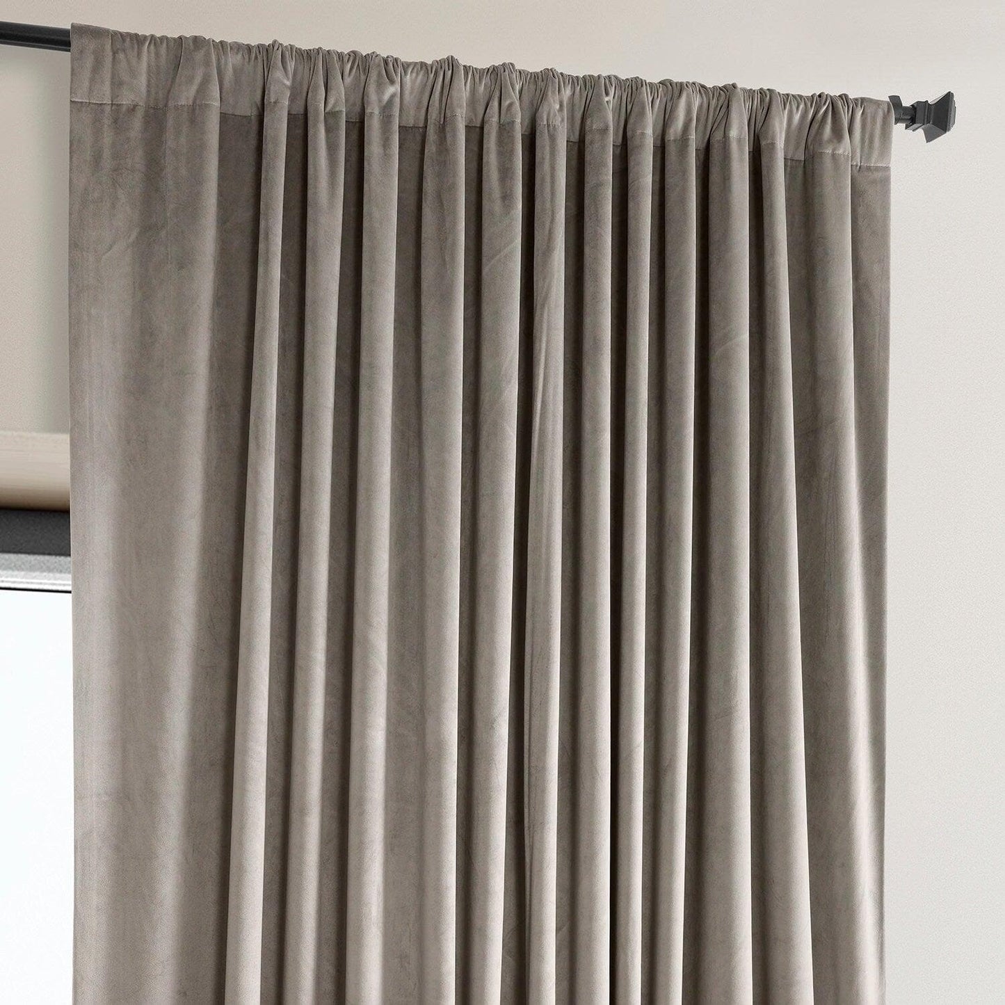 Library Taupe Extra Wide Signature Plush Velvet Hotel Blackout Curtain