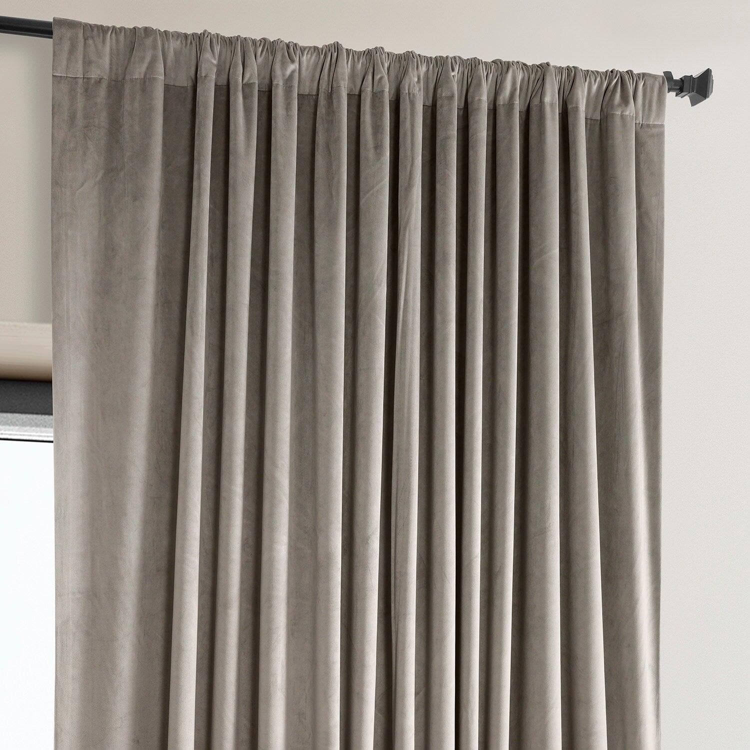 Library Taupe Extra Wide Signature Plush Velvet Hotel Blackout Curtain