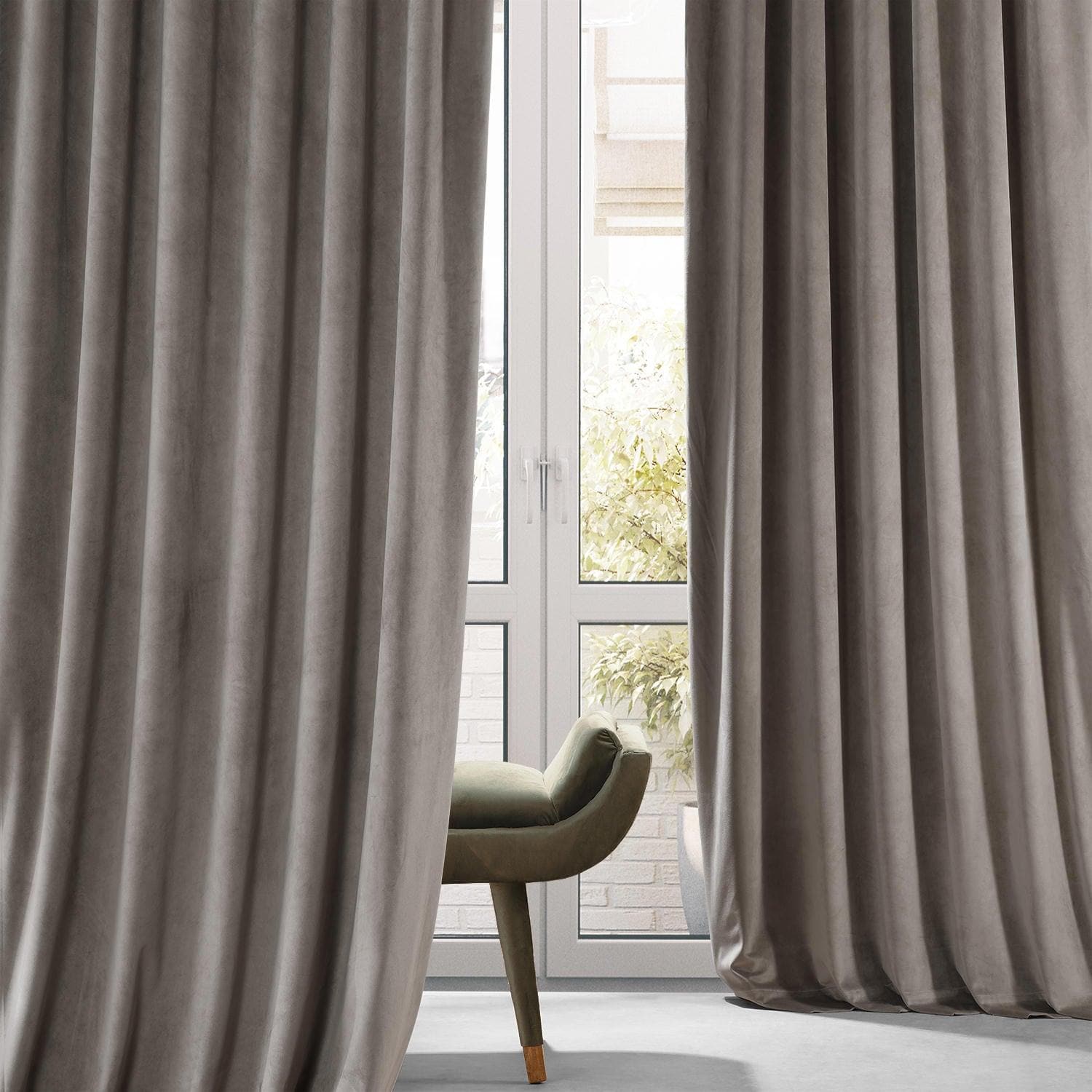 Library Taupe Signature Plush Velvet Hotel Blackout Curtain